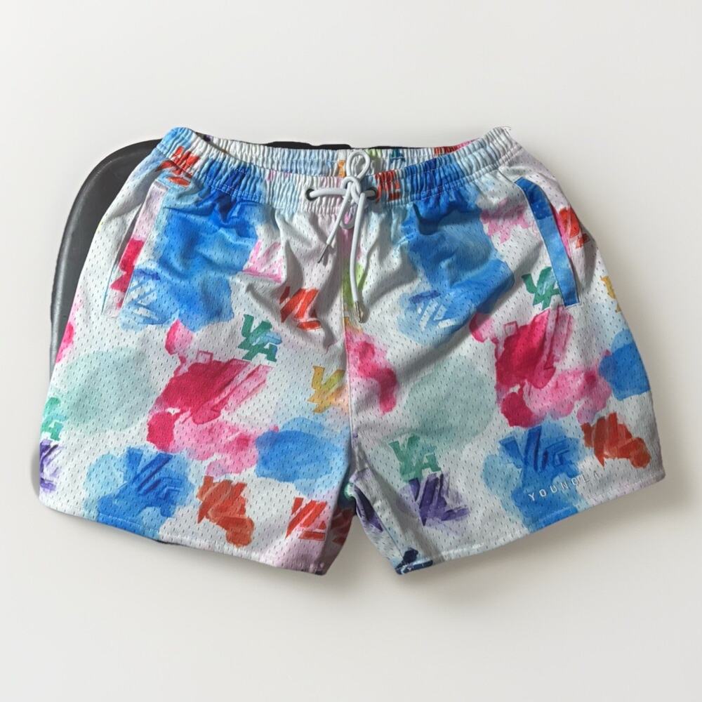YoungLA 141 The Block Party Shorts COLOR SPLASH SIZE MEDIUM